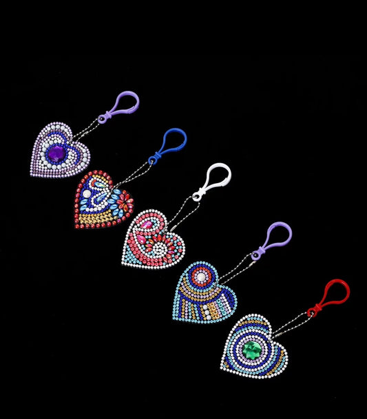 heart key chain set diamond painting