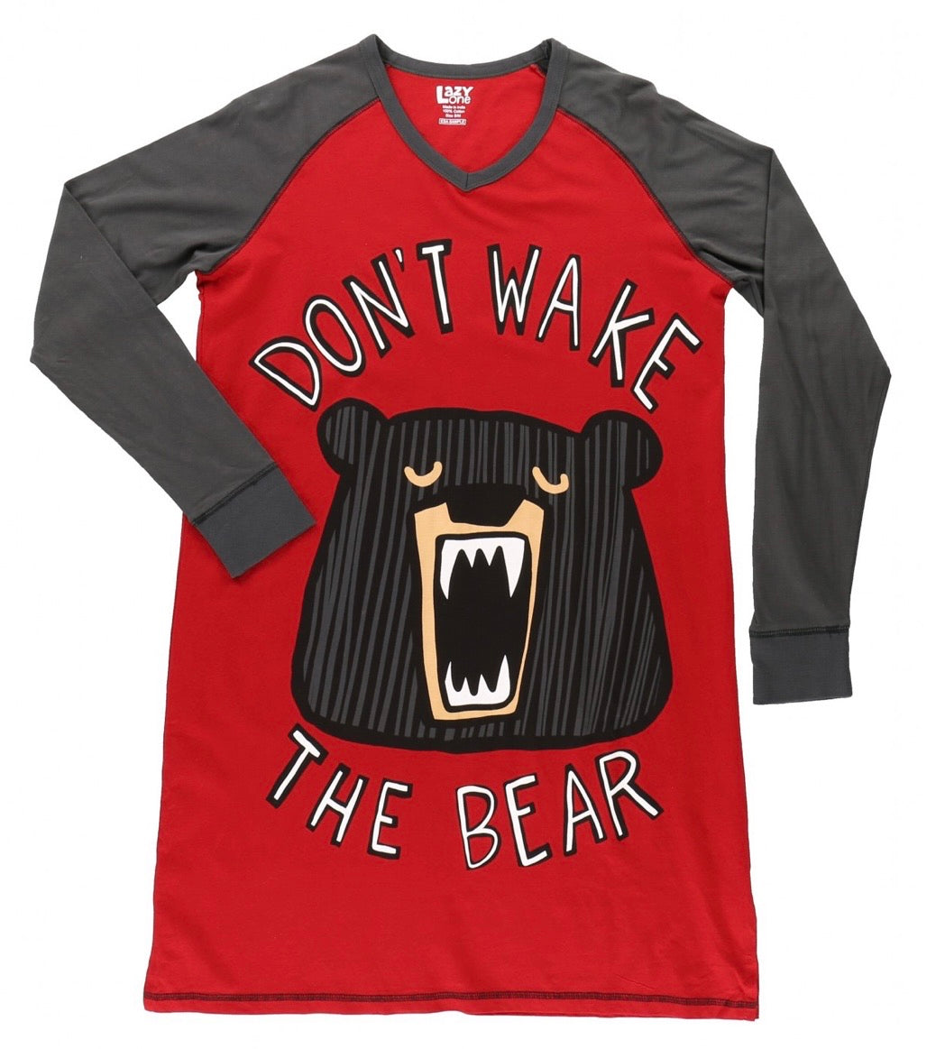 lazy one adult nightshirt don't wake the bear