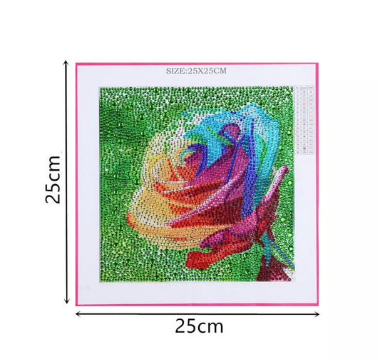 25 x 25 diamond painting (rhinestone) - rainbow rose DZ145