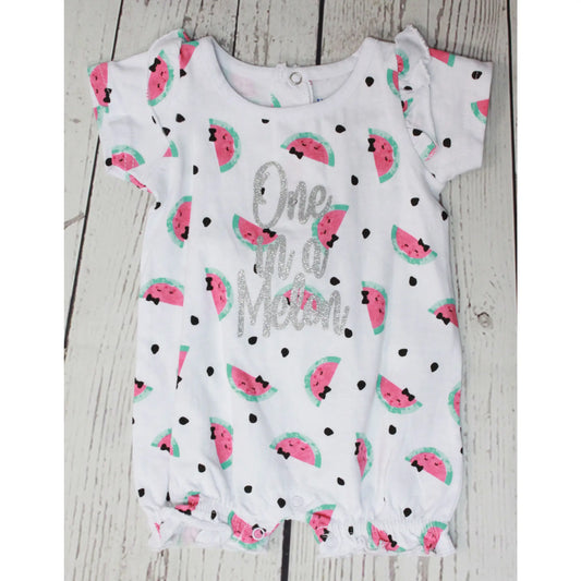 Girl's Short Sleeve Romper: One In a Melon