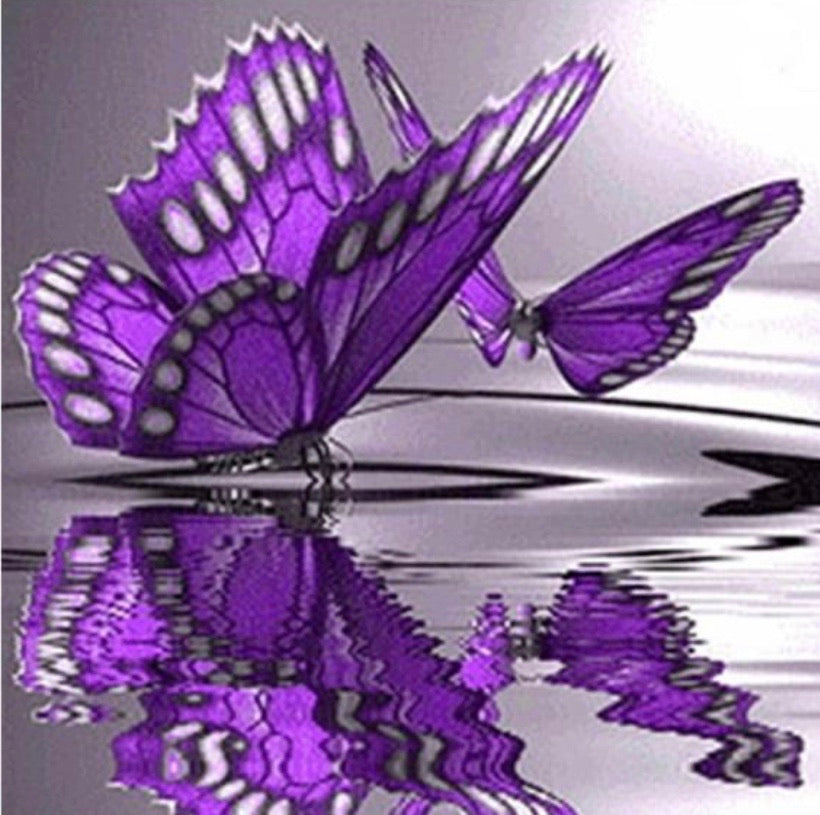 30 x 30 partial round drill diamond painting - purple butterfly- HY839A