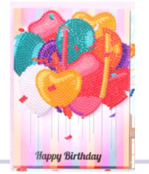 diamond painting greeting cards - heart balloons