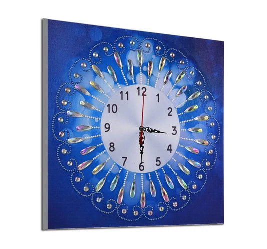 35 x 35 diamond painting clock (rhinestone) - blue DZ083