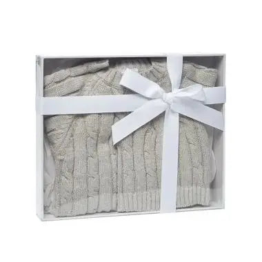 Grey Boxed Cardigan & Beanie Set