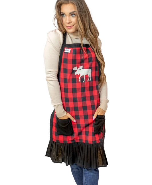 Lazy One Plaid moose apron