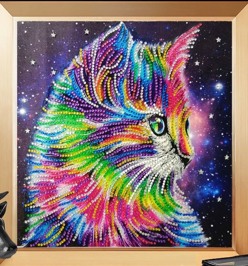 30 x 30 diamond painting (rhinestone) - (LP8022) rainbow kitten