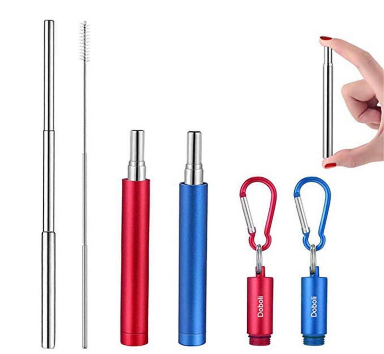 collapsible key chain straw