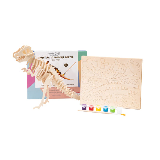 DIY 3D Wooden Puzzle Paint Kit: T-Rex