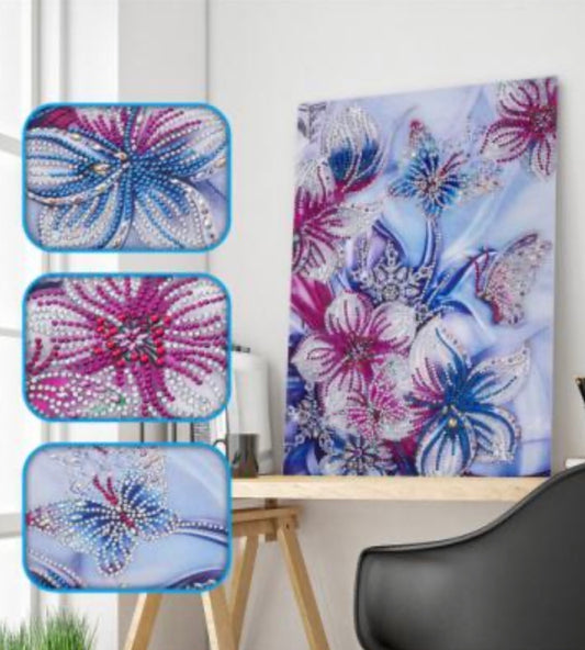 30 x 40 rhinestone drill diamond painting - butterfly flower DZ126