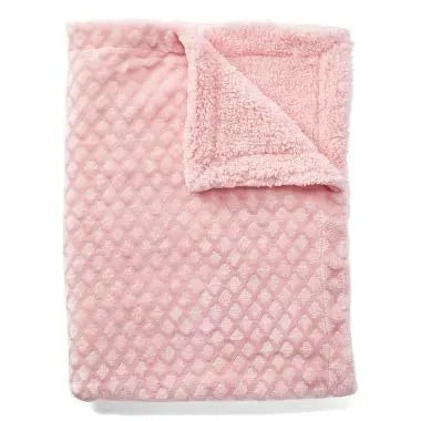 Diamond Sherpa Baby Blanket - Pink