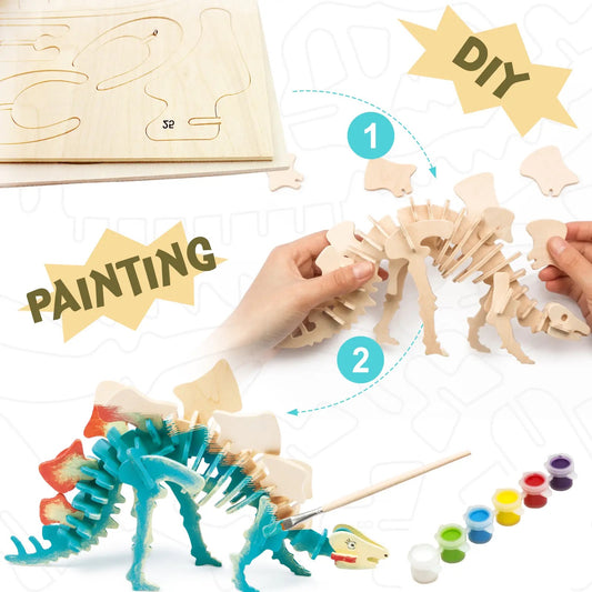DIY 3D Wooden Puzzle Paint Kit: Stegosaurus