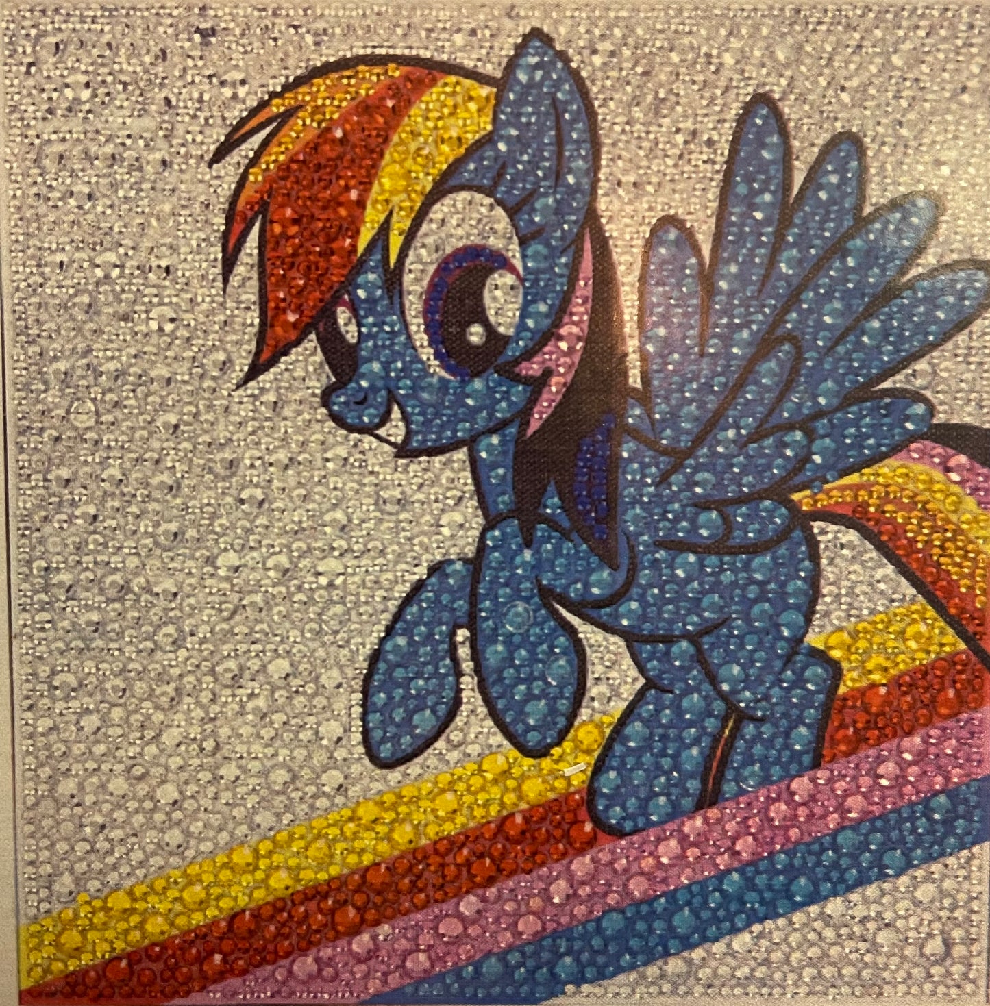 15 x 20 diamond painting (rhinestone) blue rainbow pony