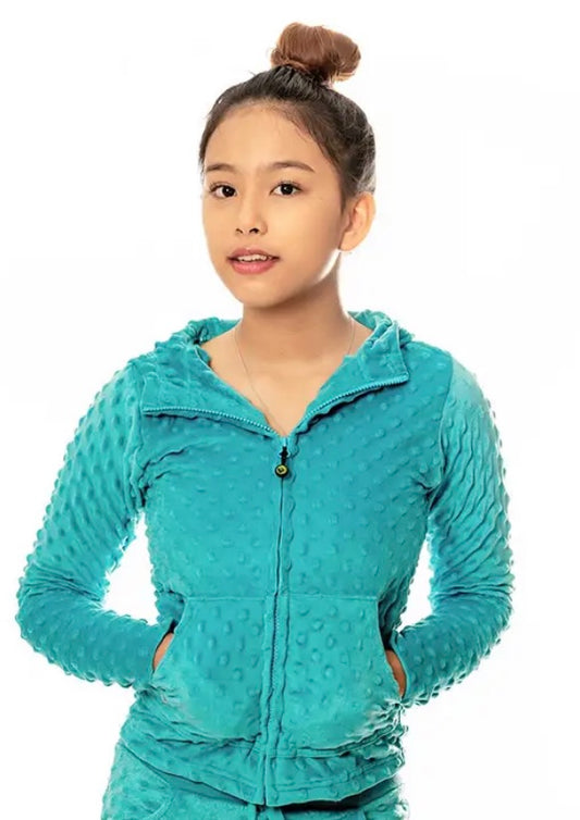 Limeapple minky bubble hoodie - Turquoise