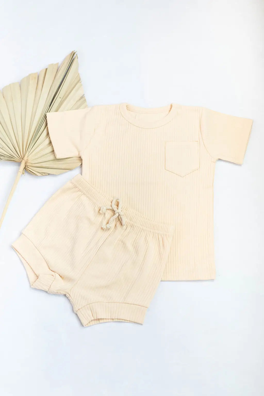 Short Sleeve Baby 2 piece Set ribbed cotton