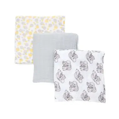 Elephant yellow and grey Muslin Swaddling Blanket - Set of Three
