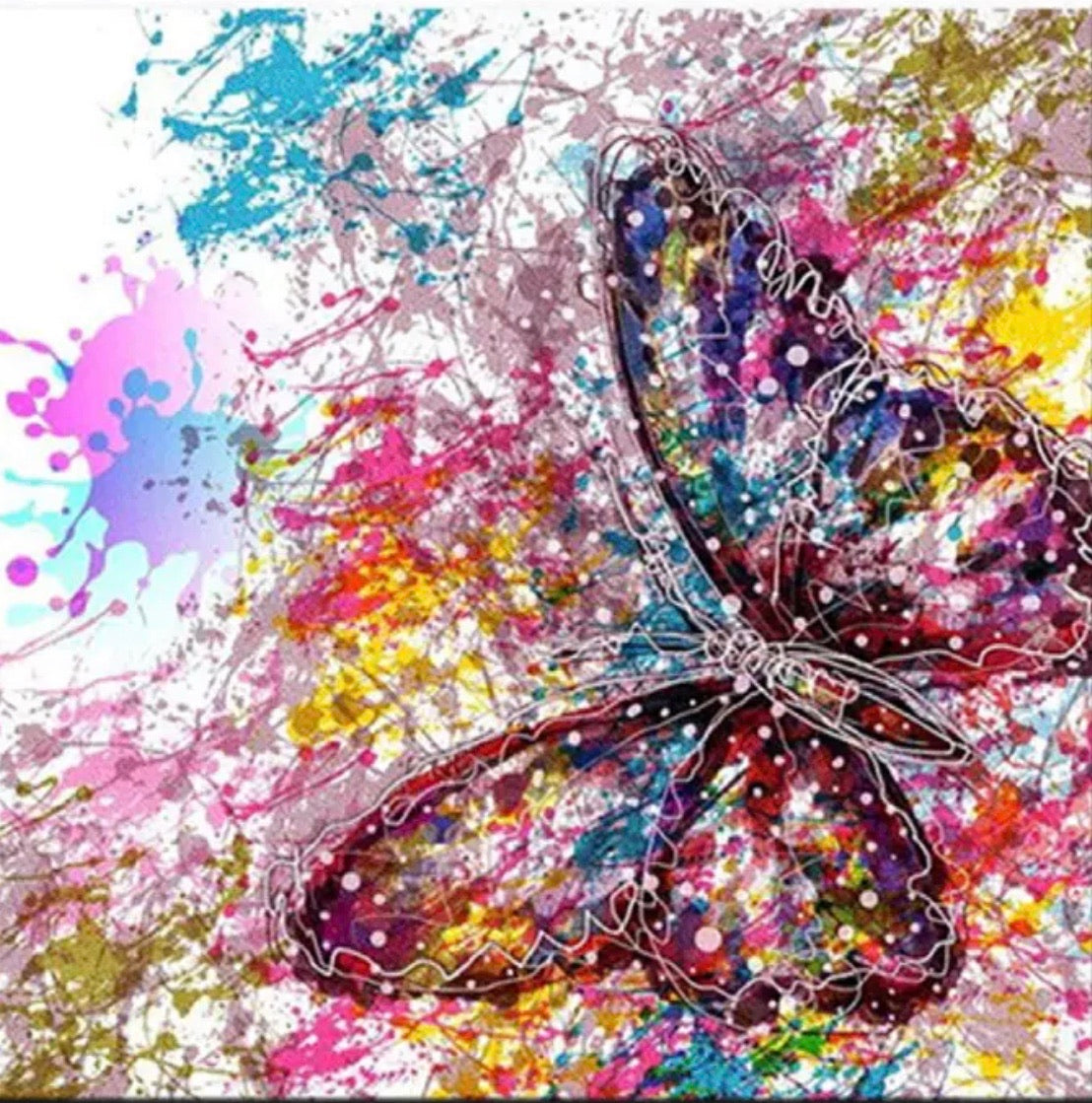 30 x 30 full drill diamond painting - (Hy6169) splatter butterfly