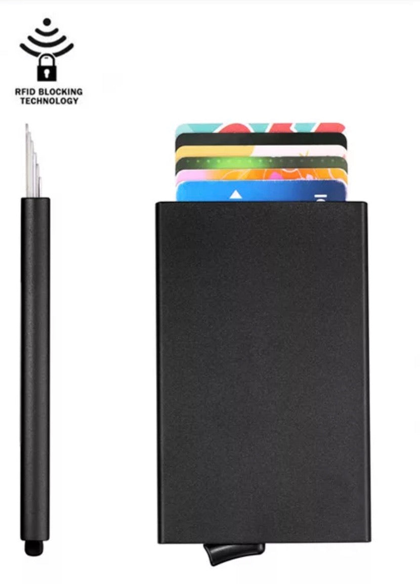 RFID blocking aluminum card case/wallet -black