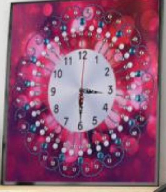 35 x 35 diamond painting clock rhinestone - pinks DZ084