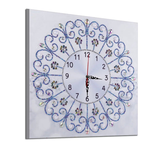 35 x 35 diamond painting clock (rhinestone) - grey marble DZ085