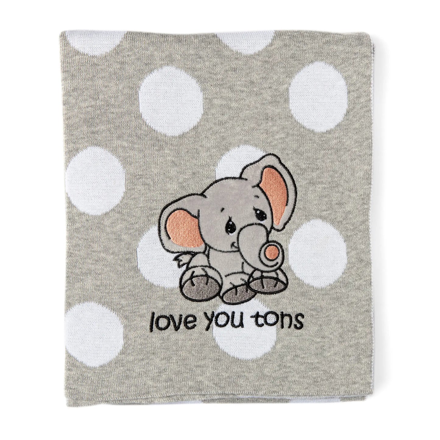 love You Tons Elephant Knit Blanket