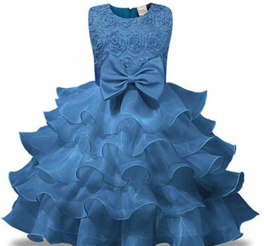 blue ruffle dress